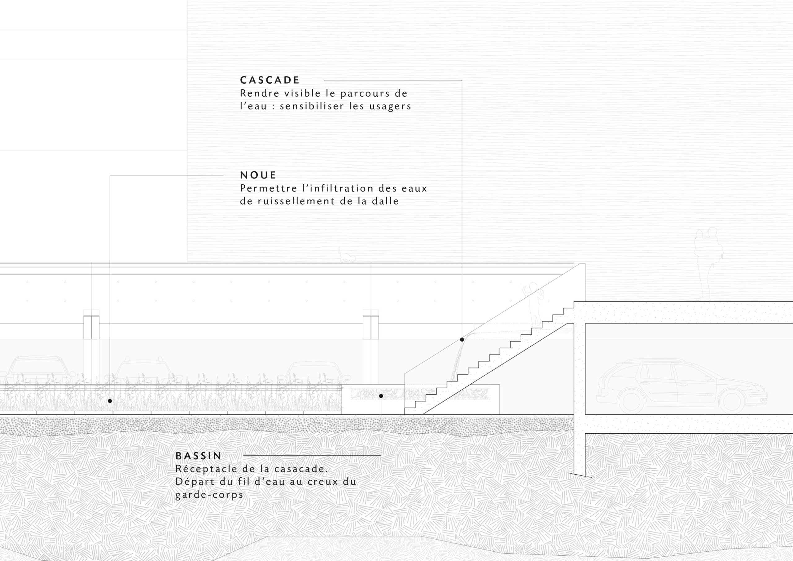 Détail patio longitudinal